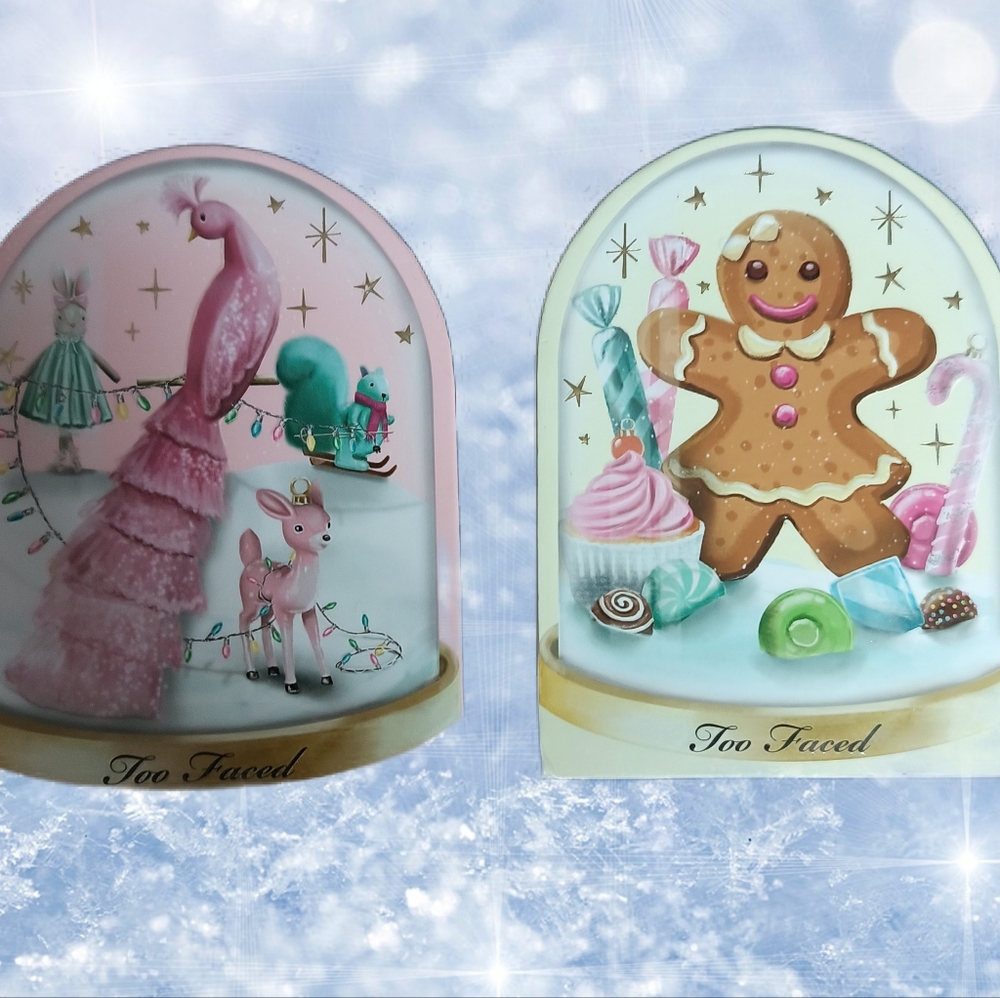 NEW Too Faced Let It Snow Globes palettes (2 of 3 from set), lightly swatched